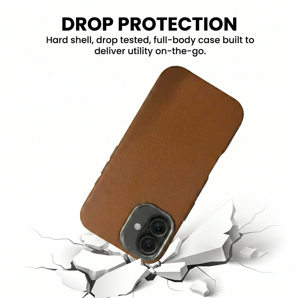 THE AVARAN Classic Pebble Leather Case - iPhone 16 plus.